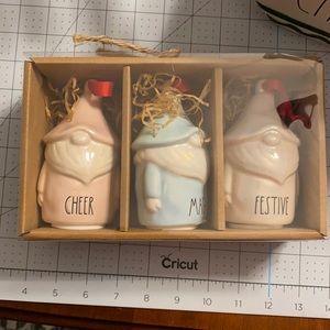 Rae Dunn Gnome ornaments. Set of 3